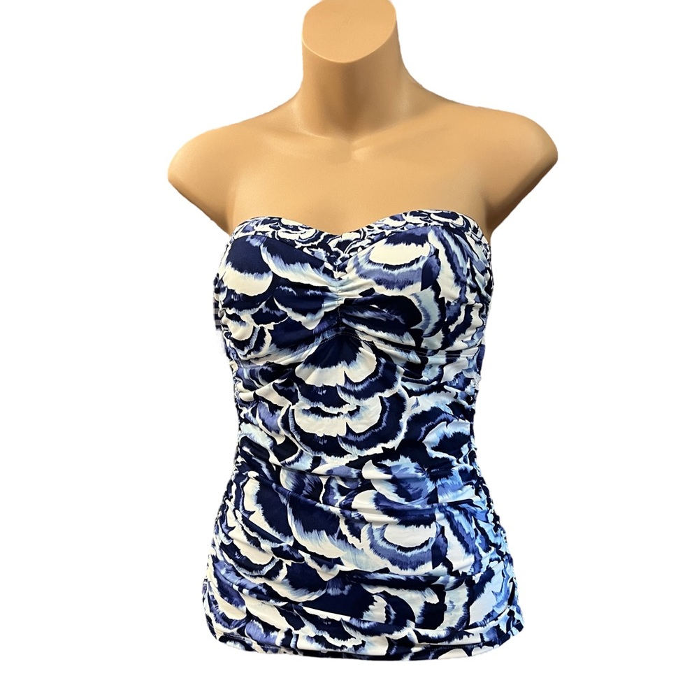 Tommy Bahama Women Swim Top Pansy Shirred Tankini Bandeau XS Tall